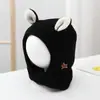 Gorro de lana cálido y grueso de otoño e invierno para niños y niñas, lindo gorro de punto para bebé con doble oreja bordada y protección para las orejas