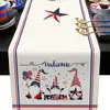 Nuevo camino de mesa de lino transfronterizo con estampado del Día de la Independencia para el hogar, comedor, sala de estar, mesa de comedor, decoración interior y exterior