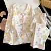 Pijamas Infantis Novos 2025 Primavera e Outono Meninas Algodão Nuvem Mangas Compridas Infantil Médio e Grande Outono Meninas Princesa Roupa de Casa