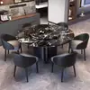 Mármol Italiano Hogar Apartamento Pequeño Mesa y Sillas de Comedor Mesa Redonda de Comedor Moderna Simple Lujo Ligero Mesa Redonda Combinación Giratoria