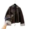 Chaqueta de cuero para mujer de estilo retro de Hong Kong, de alta gama, corte holgado, adelgazante, nueva para otoño-invierno, diseño para commuting en figuras petite
