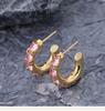 Brincos requintados de zircônia rosa redondos para mulheres, brincos de luxo leves e de nicho francês de alta qualidade, brincos de pino de prata S925
