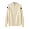 Chaqueta cárdigan tejida 100% lana pura para hombre, otoño e invierno, cuello alto semi-subido, con cremallera, abrigo casual engrosado