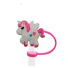 Cubierta de Popote de Silicona de Unicornio de Dibujos Animados Forma de Caballo Pequeño Compatible con Botella de Agua Stanley Tapa de Popote a Prueba de Polvo y Manchas