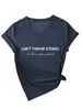 Não Jogue Pedras Amazon Ebay Site Independente Casual Confortável Camiseta Feminina Gola V Manga Curta Comércio Exterior