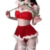 Conjunto de Lingerie Sexy Plus Size com Pelo, Uniforme Temático de Natal, Roupa de Encontro Fácil de Tirar para Provocar e Flertar