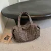 Bolsa de Tote Casual Estilo Coreano Estampado de Leopardo Estilo Dulce Fresco Bolso de Hombro Perezoso Relajado Bolsa para Viajes al Trabajo Bolsa de Compras Bolso de Axila
