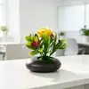 Item Quente Transfronteiriço Rosa Única com Borboleta Pequeno Vaso Plano Decoração de Planta Decoração de Mesa Quarto de Casa Flor Artificial Pequeno Bonsai