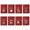 Bolsas de Arpillera Navideñas, Bolsas de Regalo para Fiestas Infantiles, Bolsas de Dulces de Lino con Cordón, Bolsas de Empaque de Regalo de Muñeco de Nieve Navideño