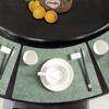 Jogo Americano de Couro Esculpido Estilo Retrô em Forma de Leque, Base Resistente ao Calor, Jogo de Mesa Impermeável e à Prova de Óleo, Novo Estilo Chinês Redondo para Mesa de Verão