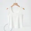 [Sem Bojo] Novo Colete de Alça Larga em Liocel para Mulheres, Pode Ser Usado por Dentro ou por Fora, Top Versátil de Cor Sólida que Cobre os Seios Laterais