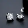 Brincos de Cobre Jinse Redondos com Zircônia Cravejada de Quatro Garras, Exquisitos, Compactos e Versáteis, Brincos para o Dia a Dia e Encontros para Mulheres