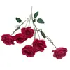 Flores Artificiales Camelia de 6 Cabezas Decoración de Pasillo de Boda Flores Falsas Decoración del Hogar Adorno para Escaparate de Hotel Accesorio para Fotografía Flores de Seda