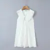 9856-26 Primavera Ropa Europea y Americana para Mujer Aliexpress Vestido de Encaje con Solapa Grande Sin Mangas Vestido Blanco Falda Corta
