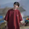 Camiseta de Manga Corta para Hombre Blanco Estilo Cityboy Japonés Moda de Verano Marca Holgada Talla Grande Camisa de Manga Media Retro Americana para Adolescentes