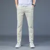 Venta al por mayor de fábrica pantalones casuales de algodón para hombre de verano elásticos ajustados rectos pequeños pantalones versátiles para hombre pantalones ligeros de negocios