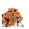 Flores Artificiales Serie Boda: Ramo Pequeño de Rosas Corazón de Hielo de 24 Cabezas, Arreglo Floral para Celebración de Bodas, Decoración de Pasillo Flores Artificiales