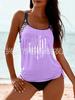 2024 Tankini de Tirantes Sueltos con Cordón y Abertura Bikini Conservador de Exportación Europea y Americana Traje de Baño con Estampado de Bandera Bikini