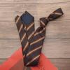 Gravata de padrão listrado marrom retrô romântico francês de 8cm para vestido formal masculino estilo Yupi Sina padrinho