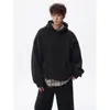 Conjunto Masculino de Moletom com Capuz Cor Sólida Estilo Casual Peso Pesado, Tendência da Primavera Oversized Marca Caimento Solto para Adolescentes, Conjunto Cool e Estiloso