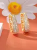 2024 Argola de Orelha de Cobre com Recortes e Cravejada de Diamantes Brincos sem Furo de Luxo Leve High-end Moda Elegante Rosto Fino