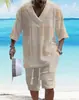 Traje Jacquard Impreso en 3D Transfronterizo para Hombre Verano Holgado Camiseta de Manga Corta Pantalones Cortos Cuello en V Traje Deportivo Traje de Dos Piezas para Hombre