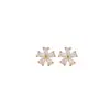 Yi Lu Yin Plata de Ley S925 Chapada en Oro Estilo Coreano Moda Flor Brillante Superficie Brillante Pequeño Fresco Simple Para el Trabajo Temperamento Aretes de Botón Adornos para Orejas