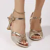 Comercio Electrónico Transfronterizo Europeo y Americano Nuevo Estilo Tacones Altos Transfronterizo en Stock Huecos Lentejuelas Tacones Altos Talla Grande para Mujer Boca de Pez Wholesale Talla Grande