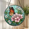 Colgante de Vidrio Pintado de Colores Flor de Mariposa Cruzada Adorno de Vidrio para el Hogar Decoración de Ventana Atrapasoles para el Jardín