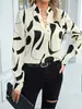 Camisa Casual Feminina Estampada de Manga Longa com Gola Aberta Transfronteiriça Europeia e Americana da Amazon 2026