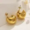Pendientes de acero inoxidable estilo INS europeo y americano, pendientes regordetes de alta calidad que combinan con todo, pendientes retro dorados con forma de C de acero de titanio