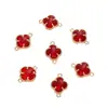 Cobre Relleno de Oro de 18K Cristal Circonita Borde Trébol de Cuatro Hojas Doble Colgante Accesorios Colgante Hecho a Mano DIY Accesorios para Joyería Venta al por Mayor
