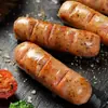 Salsicha Grelhada em Pedra Vulcânica com Pele Crocante e Carne Suculenta, Salsicha de Carne Autêntica para Café da Manhã, Salsicha Grelhada Estilo Taiwanês, Ingredientes para Churrasco e Hot Pot