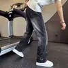 Jeans Azules de Moda para Hombre de Verano, Pantalones Anchos Personalizados con Patrón de Bambú, Nuevos Pantalones Casuales Geniales con Estampado de Tinta para Hombre