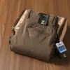 Pantalones de Sarga Lavada para Hombre, Gruesos, Forro de Algodón Cepillado, Versátiles, Ligeramente Elásticos, Cintura Media-Alta, Rectos, Casual de Negocios
