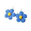 Estilo coreano moderno brincos de gancho de flor exagerada tecidos à mão em ráfia personalidade bloco de cores doces guirlanda floral brincos de nicho joias de ouvido