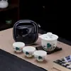 Hogar Exterior Cerámica Grasa Jade Porcelana Panda Taza Rápida Una Olla Dos Tazas Portátil Viaje Juego de Té Kung Fu