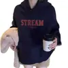 Sudadera con capucha para mujer, otoño/invierno, forrada de forro polar y engrosada, nuevo estilo 2026, popular prenda exterior azul oscuro, corte holgado y relajado