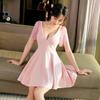 Vestido de Moda Sexy Xin Yidai para Mujer Rosa Club Nocturno Bar Ropa de Trabajo Ropa Adelgazante