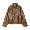 Chaqueta de Piel Sintética Simple Versátil de Moda Nueva Primavera 2026 para Mujer 4391872