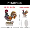 Estatueta de Animal 2D Galo Plana Acrílico Criativo Transfronteiriço Multicolor Decoração de Mesa de Escritório Decoração de Casa Hongyao