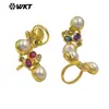 MR042 nuevo estilo en el nuevo color perla largo incrustación de circonita chapado en oro de 18 quilates anillo para mujer exportación venta caliente