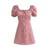 Vestido longo de verão feminino novo estilo europeu e americano de manga curta rosa rosa 9680 9679