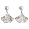 Pendientes de hoja de ginkgo para mujer, aretes de perla Joker, sencillos y elegantes, de temperamento alto, venta al por mayor