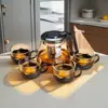 Bule novo com padrão floral, vidro resistente ao calor com filtro de aço inoxidável, conjunto de chá, chaleira de água de grande capacidade para uso doméstico