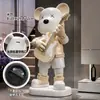 Figurita de Oso Guitarrista Alcancía Altavoz Bluetooth Tamaño Grande Sala de Estar Mueble de TV Grande de Pie Regalo de Inauguración de Casa