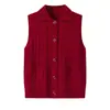 Colete de tricô com gola para mulheres, de meia-idade e idosas, novo estilo primavera e outono, blusa folgada estilo vovó, colete de suéter