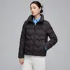 Moda de Invierno Nueva Chaqueta de Plumas de Pato Blanca de Cuello Alto Holgada Ropa Exterior Cálida Casual para Personas Menudas Otoño e Invierno