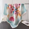 Nuevo Color Nacional Peonía Seda Imitación Alta Gama Estampado Bufanda Cuadrada Grande Bufanda de Seda Chal Pañuelo para la Cabeza Protector de Cuello Bufanda para el Cuello Bufanda Decorativa