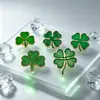 Broche de Trébol de Cuatro Hojas Irlandés Insignia de Esmalte de Aleación Pin de Trébol de la Suerte Accesorios para Ropa y Bolsas DIY